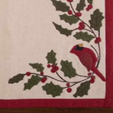 Cardinal Holly Felt Table Runner TRRE0333 - The Fox Decor